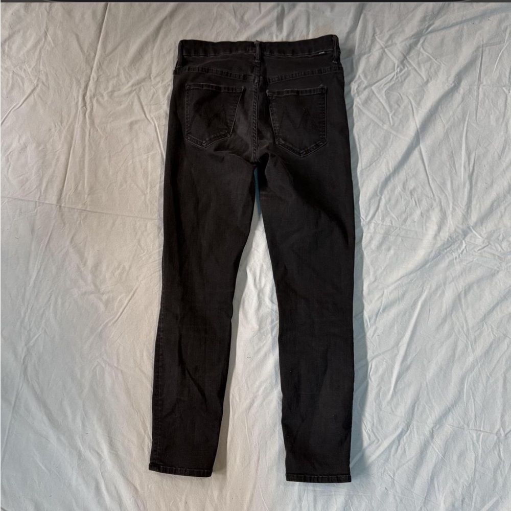 Mother black skinny high waisted looker crop jeans